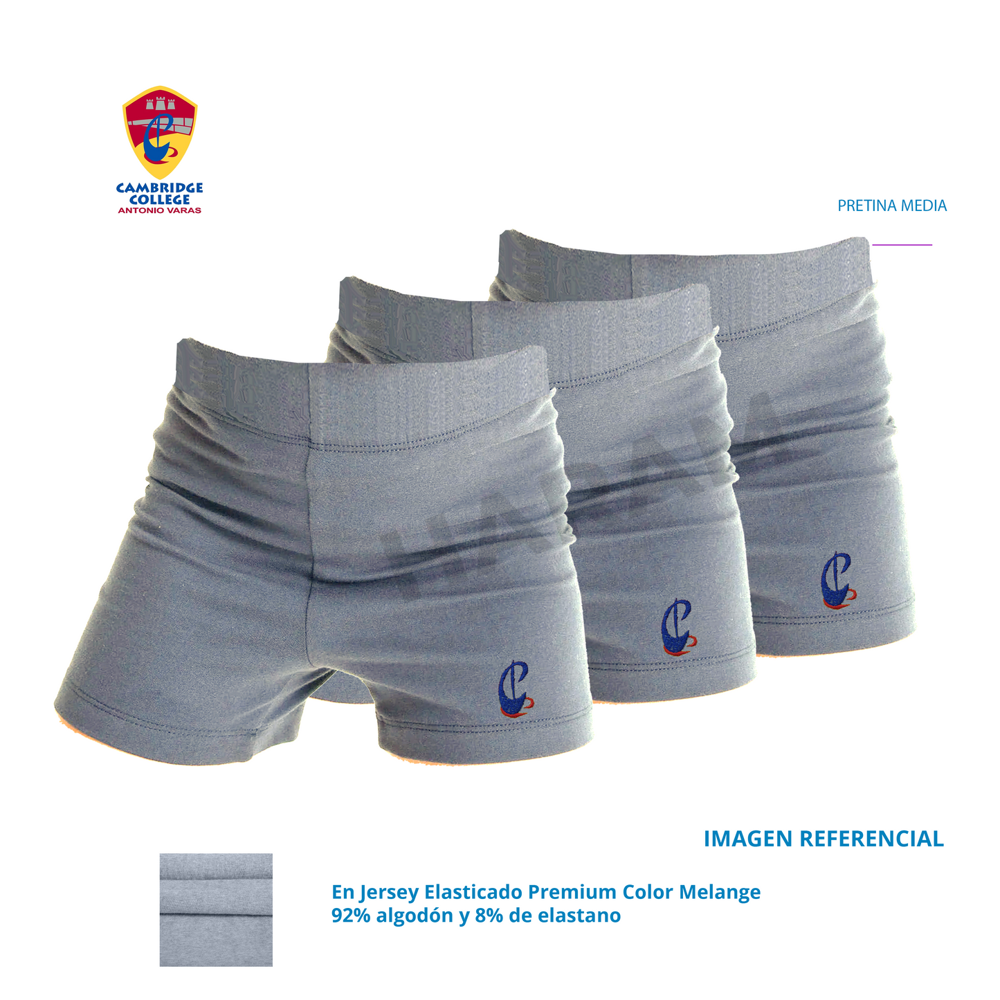 Pack 3 Calzas Corta Deportiva Niñita - Cambridge College Antonio Varas - Haram