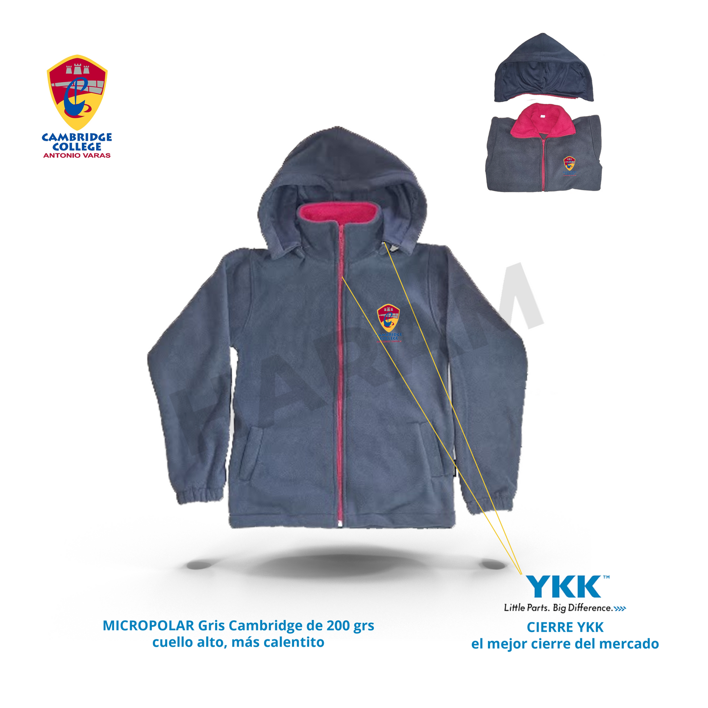 Micropolar Unisex Con Capucha Desmontable - Cambridge College Antonio Varas - Haram