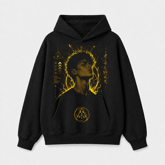 Hoodie Boxy Fit Manga Caída Aura Inicia - Haram