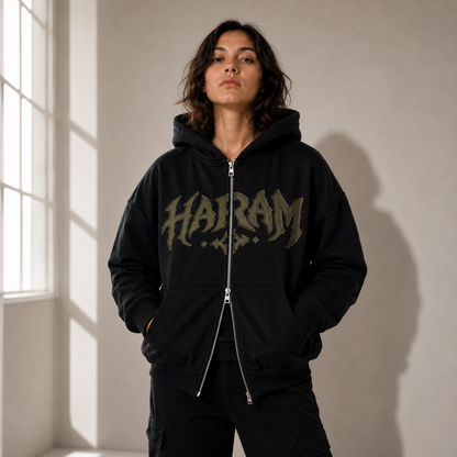 Hoodie Black Sigil Boxy Zip Heavy Duty 425