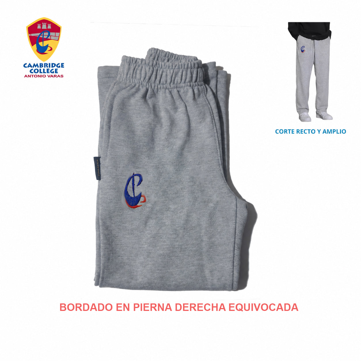 Pantalón de Buzo - Cambridge College Antonio Varas error de bordado en pierna - Haram