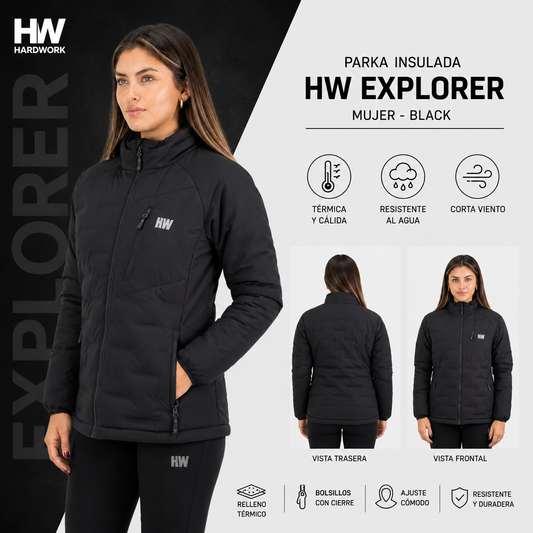 Parka Insulada HW Explorer S/Gorro Mujer Black
