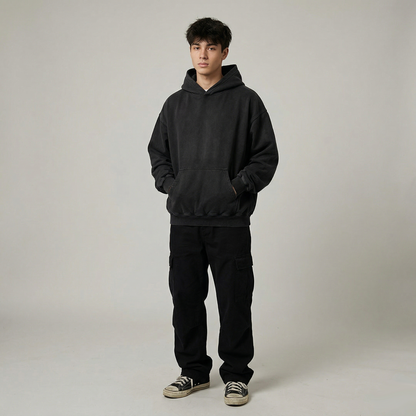 Pack Premium 10 Hoodies Boxy Fit Manga Caída Heavy Duty 425 grs para tu marca