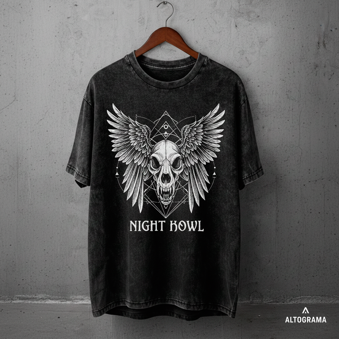 Polera Oversize ACID WASH Night Kowl Alto Gramaje - Haram