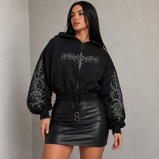 Thorn & Rose Hoodie Crop Oversize 330g - Haram