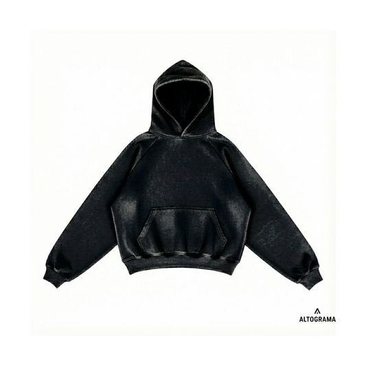 10 unidades x Hoodie Boxy Fit Acid Wash Extra Alto Gramaje 425 Grs - Haram