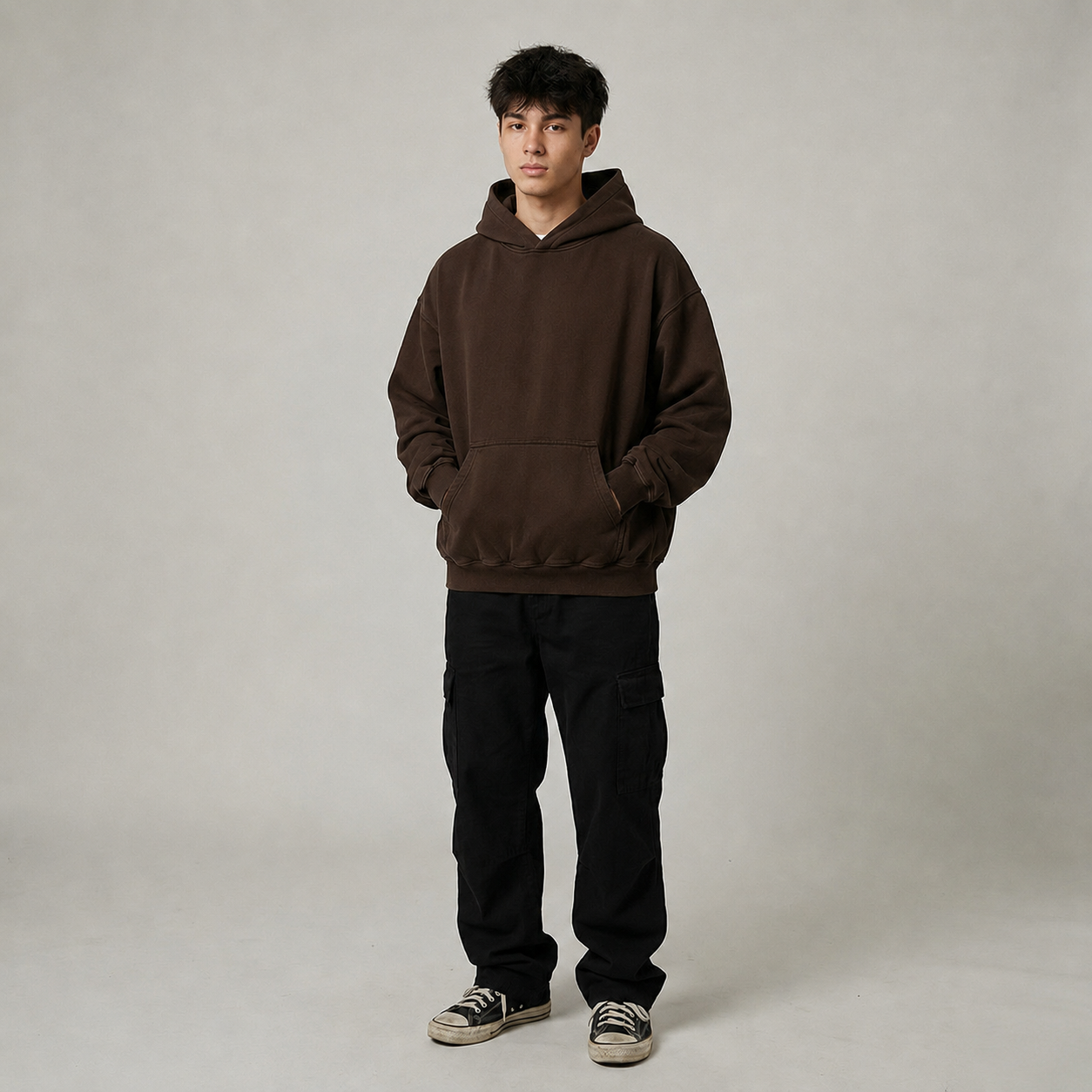 Pack Premium 10 Hoodies Boxy Fit Manga Caída Heavy Duty 425 grs para tu marca