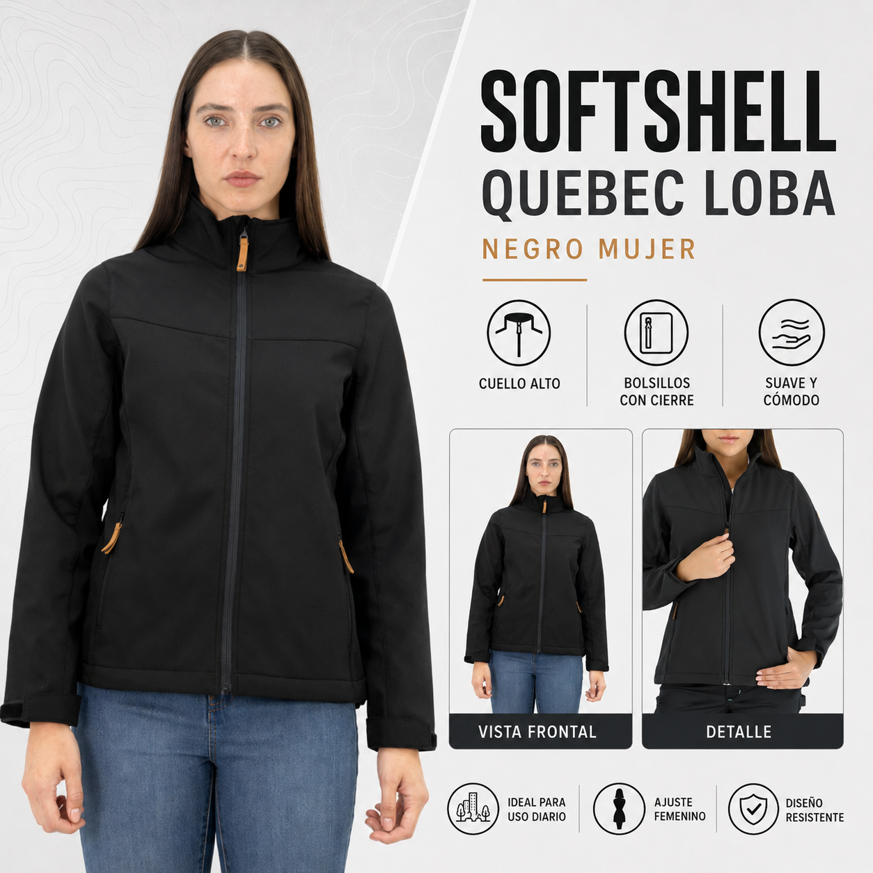 Softshell Quebec Loba Negro Mujer