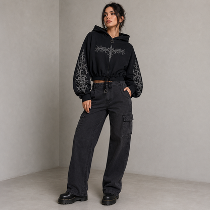 Thorn & Rose Hoodie Crop Oversize 330g - Haram
