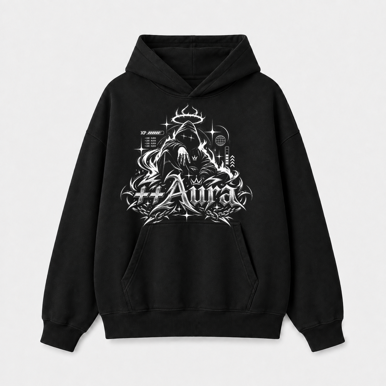 Hoodie Boxy Fit Manga Caída Aura Inicia - Haram