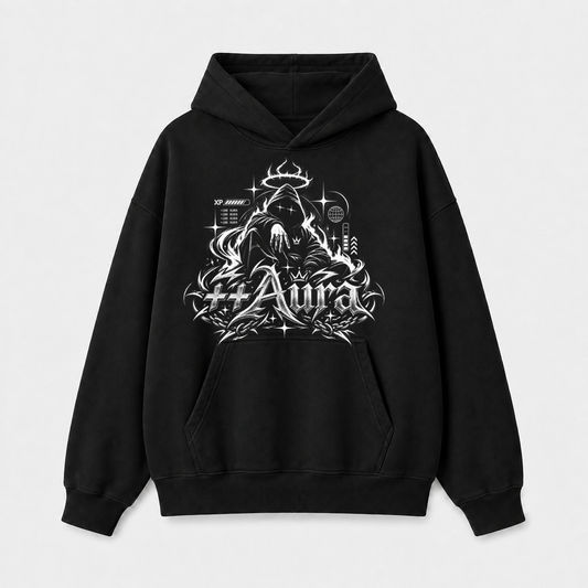 Hoodie Boxy Fit Manga Caída Aura Inicia - Haram
