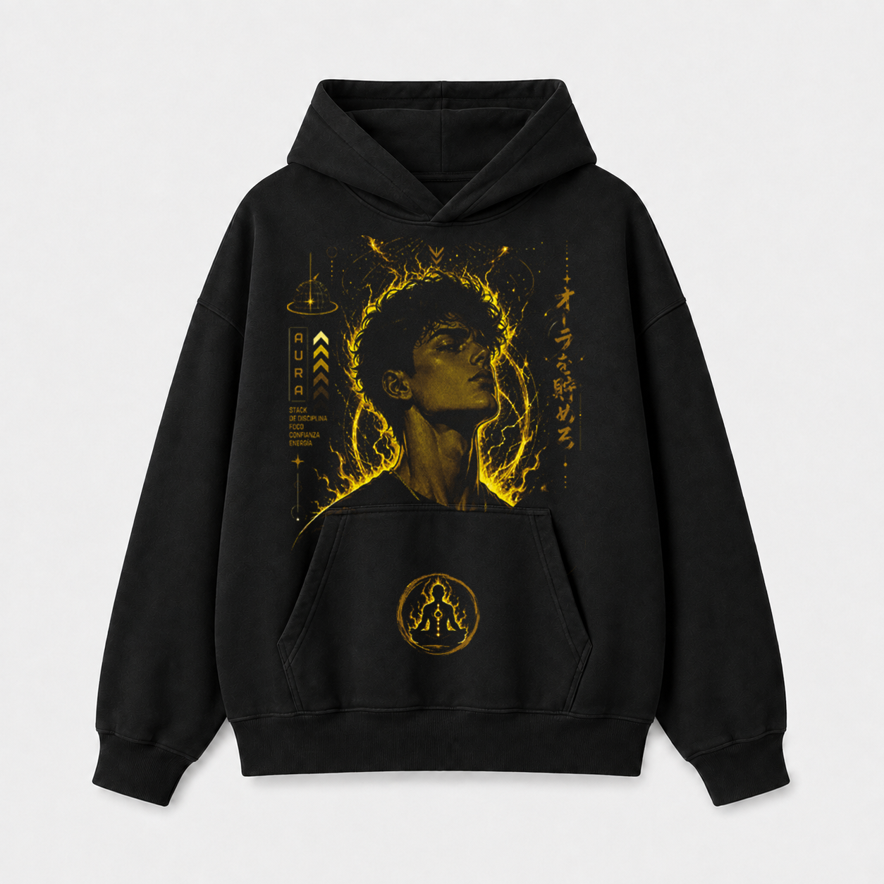 Hoodie Boxy Fit Manga Caída Aura Inicia - Haram